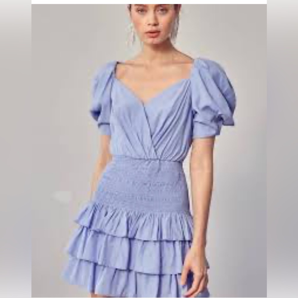 Do+Be Periwinkle Puff Sleeve Dress - Picture 1 of 3